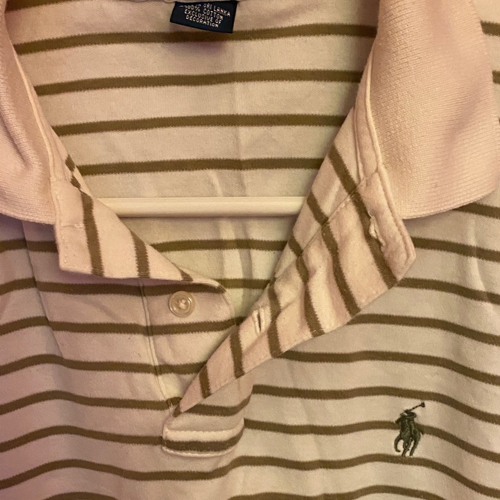 Polo by Ralph Lauren Men's Light Green Striped Polo - Picture 4 of 5